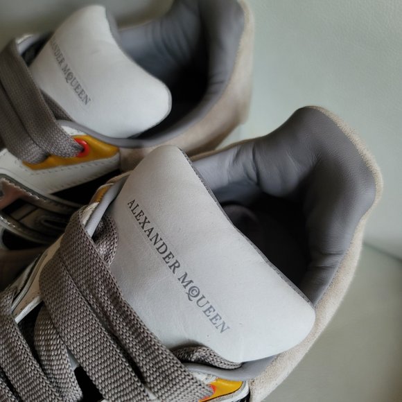 Alexander Mcqueen 42 9 Sprint Runner Court Trainer Oversize Sneaker White Silver - Picture 9 of 12